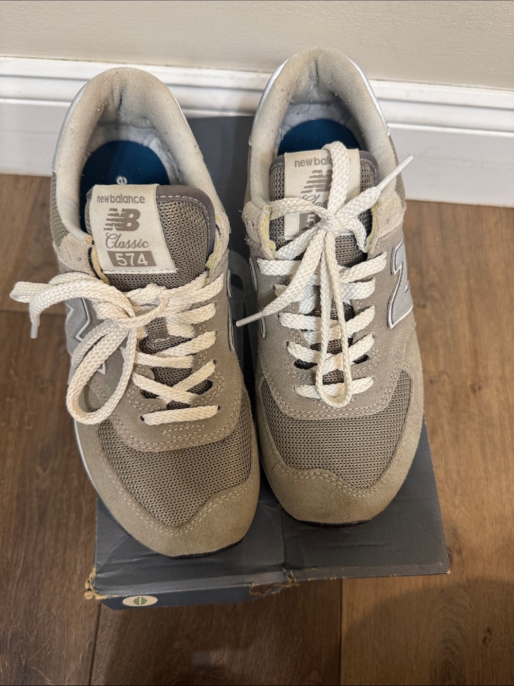New Balance 574 Classic Sneakers in Taupe and Cream
